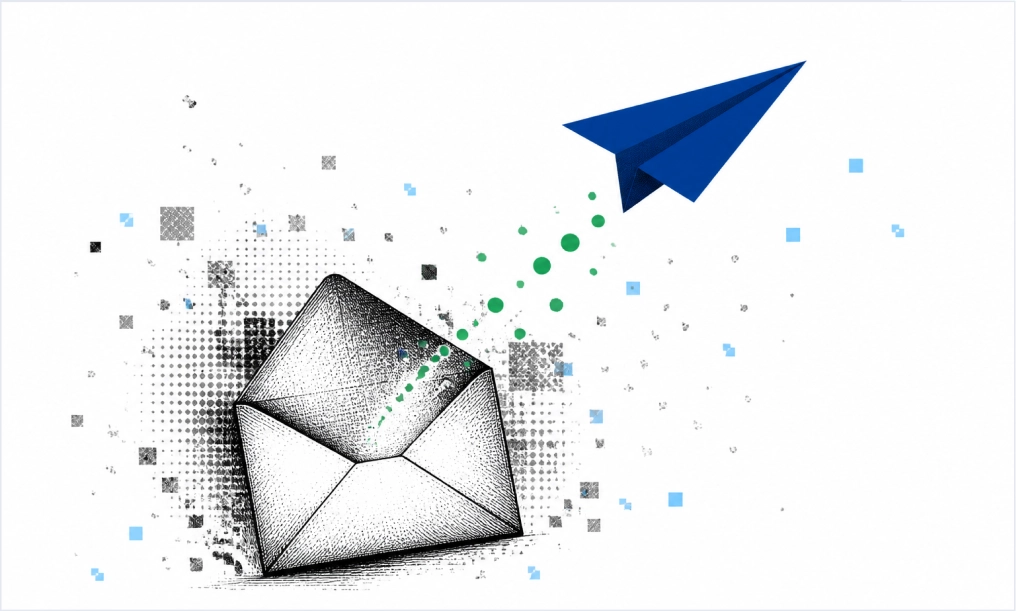 Envelope and paper plane illustration for the HHHUB newsletter