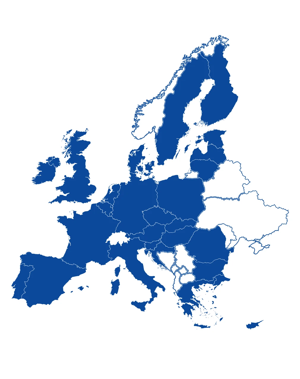 Map of Europe highlighting the countries HHHUB recruits across